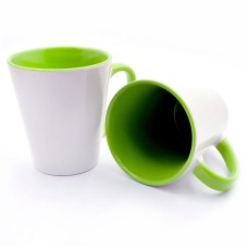 Latte cup green handle and the inside