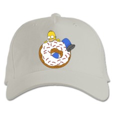 Baseball cap with Print The Simpsons Happy Homer - white