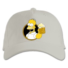 Baseball cap with Print The Simpsons Homer With Beer - white