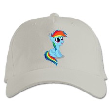 Кепка з принтом Дружба Це Диво. Моя Маленька Поні Маленька Рейнбоудеш - біла