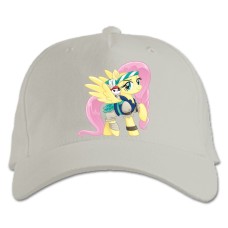 Кепка з принтом Дружба Це Диво. Моя Маленька Поні Піратка Флаттершай - біла