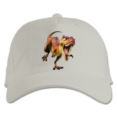 Бейсболка с принтом Ледниковый Период Злой Динозавр - белая