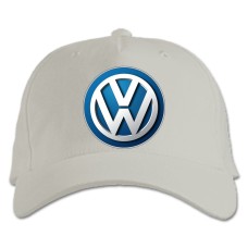 Бейсболка с принтом Логотип Фольксваген - белая