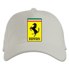 Бейсболка с принтом Логотип Феррари - белая
