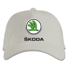 Бейсболка с принтом Логотип Шкода - белая