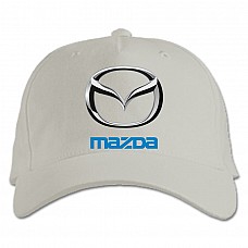 Бейсболка с принтом Логотип Мазда - белая