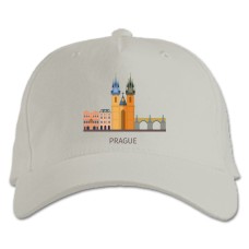 Бейсболка с принтом Прага - белая