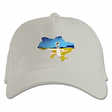 Бейсболка с принтом Карта Гимн Украины - белая