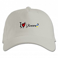 Бейсболка с принтом Я Люблю Украину 2 - белая