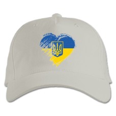 Кепка з принтом Серце України Та Герб - біла