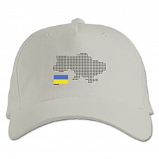 Бейсболка с принтом Карта И Флаг Украины - белая