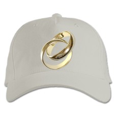Baseball cap with Print Wedding Gold Rings - white