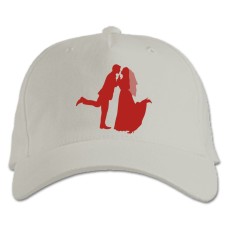 Baseball cap with Print The Bride And Groom Red - white