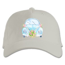 Baseball cap with Print Wedding Car - white