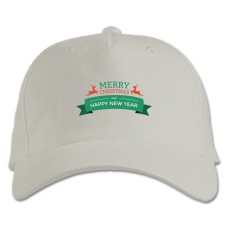 Baseball cap with Print With Christmas And New Year With Red Deer - white