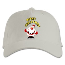 Baseball cap with Print With Christmas Santa Claus - white