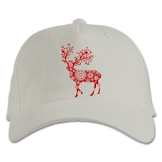 Бейсболка с принтом С Новым Годом Олень Узором - белая