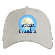 Бейсболка с принтом С Новым Годом Дед Мороз На Санях - белая