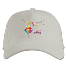 Baseball cap with Print Birthday Ribbons With Stars And Balls - white