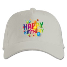 Baseball cap with Print Birthday With Stars And Balls - white