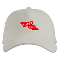 Baseball cap with Print Birthday Red Ribbon - white