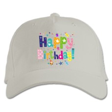 Baseball cap with Print Birthday With Presents And Bird - white
