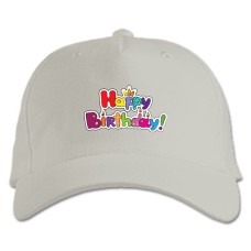 Baseball cap with Print Birthday With A Crown And A Candle - white