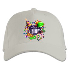Бейсболка с принтом С Днем Рождения Тебя Колпак Шарики Конфети - белая