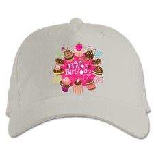 Baseball cap with Print Birthday Many Sweets - white