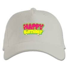 Baseball cap with Print Birthday Flowers - white
