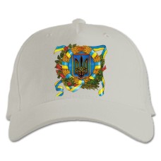 Baseball cap with Print Day Of The Defender Of Ukraine Ribbon Emblem Viburnum - white