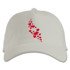 Baseball cap with Print Valentine's Day Many Red Hearts - white