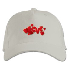 Baseball cap with Print Valentine's Day Love With Hearts - white