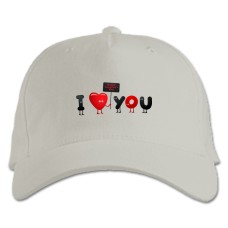 Baseball cap with Print Valentine's Day I Love You - white