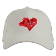 Baseball cap with Print Valentine's Day Two Red Hearts - white