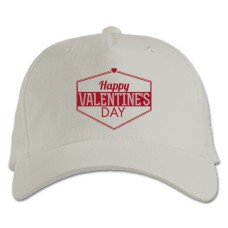 Baseball cap with Print Valentine's Day Inscription In Red Frame - white