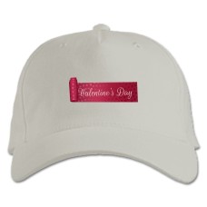Baseball cap with Print Valentine's Day Inscription On A Fabric Ribbon - white