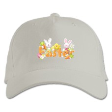 Baseball cap with Print Easter Bunnies And Chicken Eggs - white