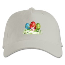 Baseball cap with Print Easter Eggs Green Red And Blue - white