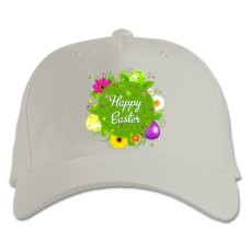 Baseball cap with Print Easter Flowers And Eggs - white