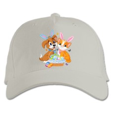 Baseball cap with Print Easter Dog And Cat - white