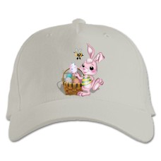 Baseball cap with Print Easter Pink Bunny - white