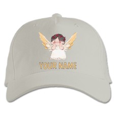 Baseball cap with Print Angel Day Your Name Hand Drawn Angel - white
