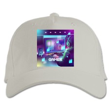 Baseball cap with Print Esports Player In Neon Colors - white