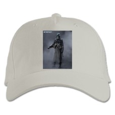 Baseball cap with Print A Soldier In A Gas Mask With Protection - white
