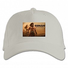 Бейсболка с принтом Conan Exiles Заставка 2 - белая
