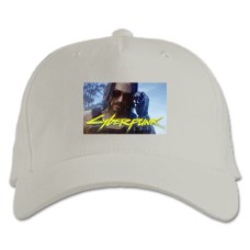 Baseball cap with Print Cyberpunk 2077 Keanu Reeves - white