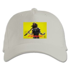 Baseball cap with Print Cyberpunk 2077 Hero Of The Game With A Guitar In The Glasses - white