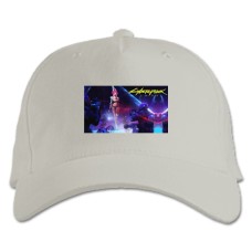 Baseball cap with Print Cyberpunk 2077 Riot At The Bar - white