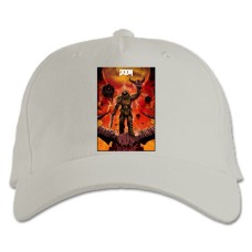 Baseball cap with Print Doom Skull - white